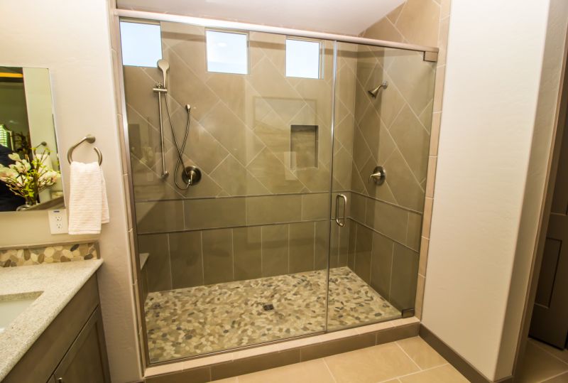 Contemporary walk-in shower with glass enclosure